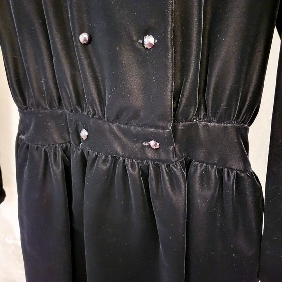 RARE Vintage Valentino Black Velvet Midi Dress, Italian size 44 - Picture 9 of 15